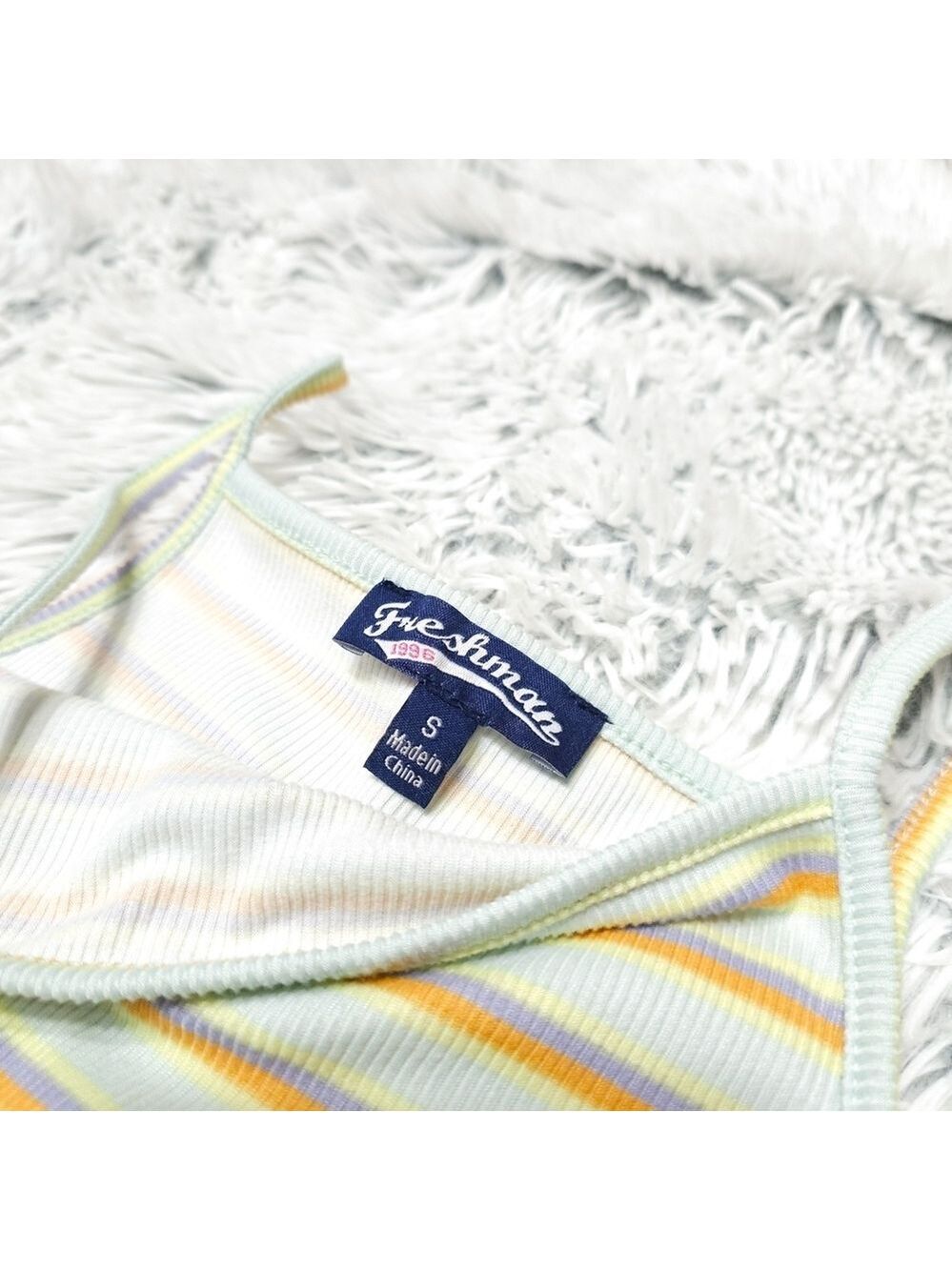 Freshman 1996 Pastel Striped Ribbed Knit mini tank dress, size small - Picture 3 of 3